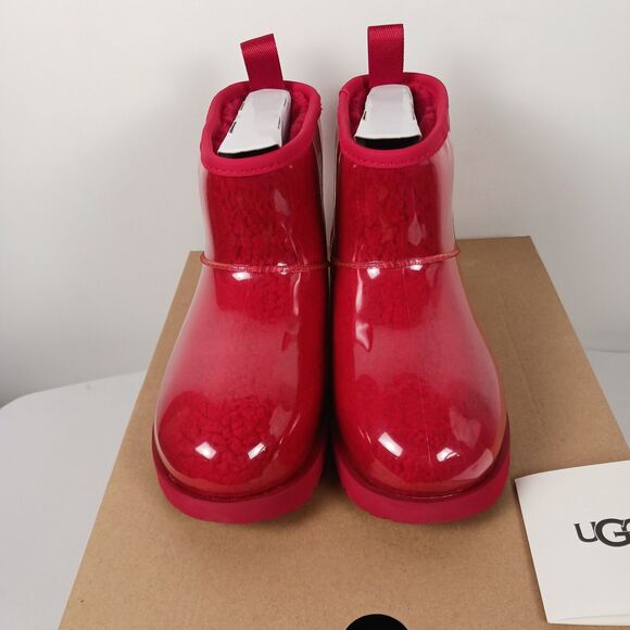 UGG Boots Kids Classic Clear Mini II Red Size 5 New In Box - Picture 6 of 15